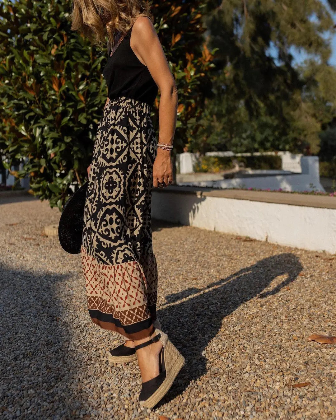 Sunlit Charm Bohemian Maxi Skirt