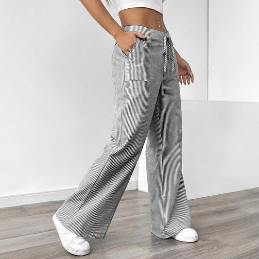 Striped Wide Leg High Waist Pants