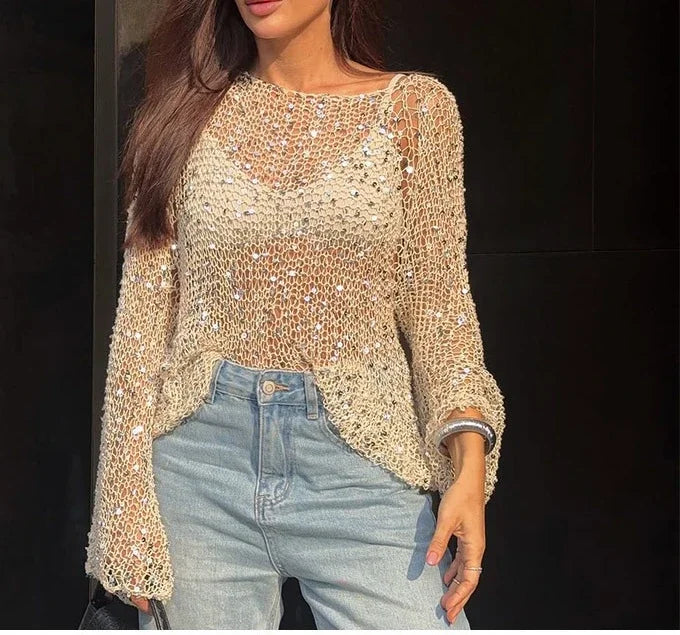 Lace-Up Flared Sleeve Pullover
