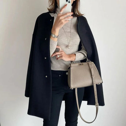 Retro Ease Button-Up Cardigan Coat