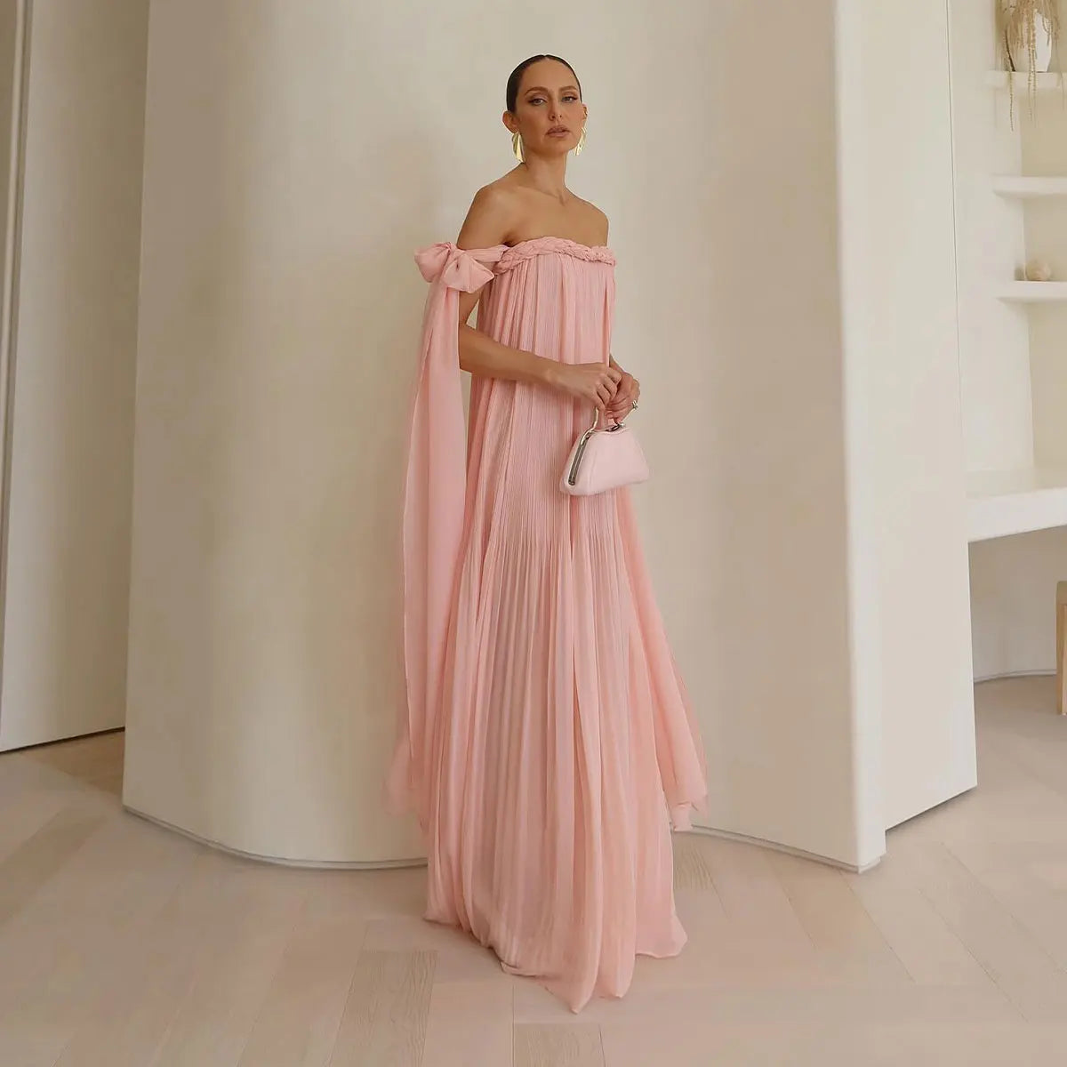 Braided Elegance Off-Shoulder Maxi