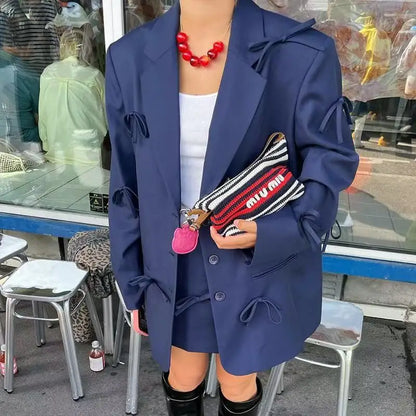 Bowknot Patchwork Blazer for Women