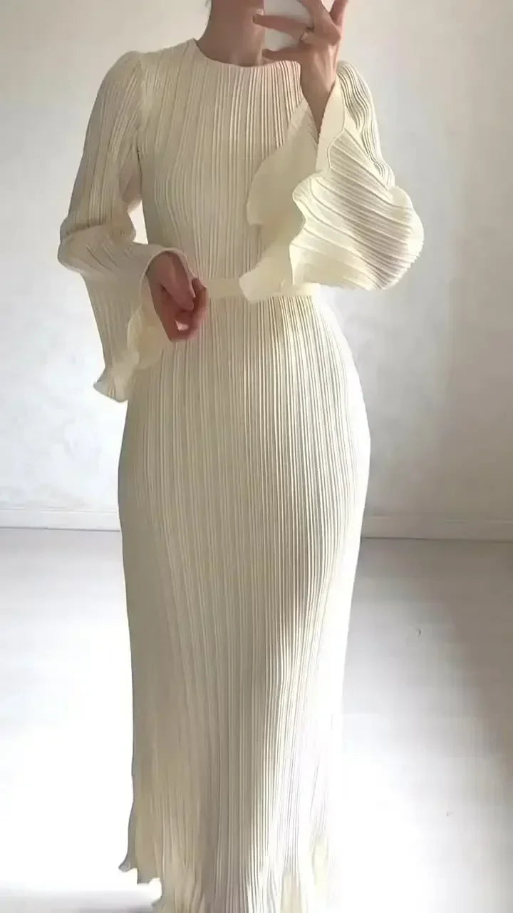 Spring Grace Pleated Belted Dress