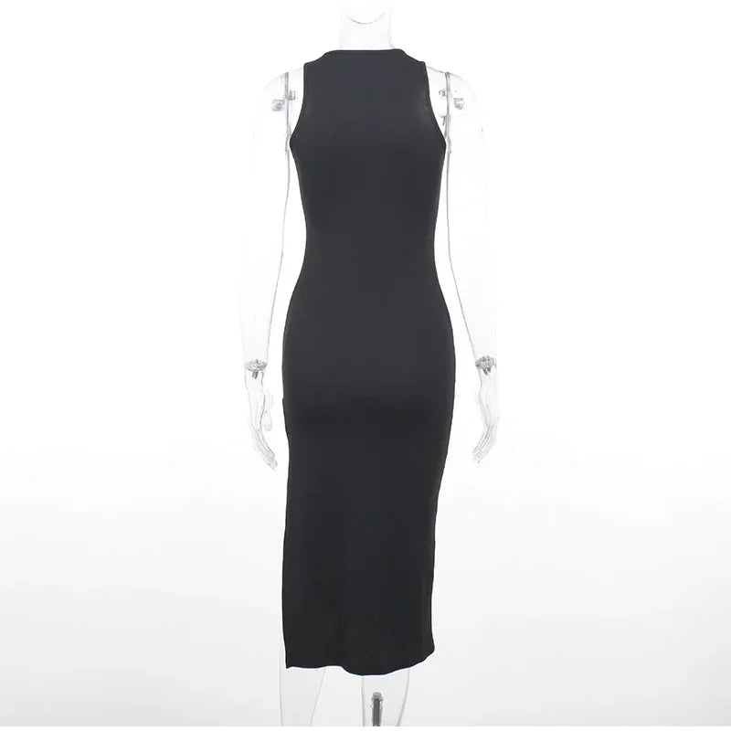 SculptKnit Sleeveless Split Midi Dress