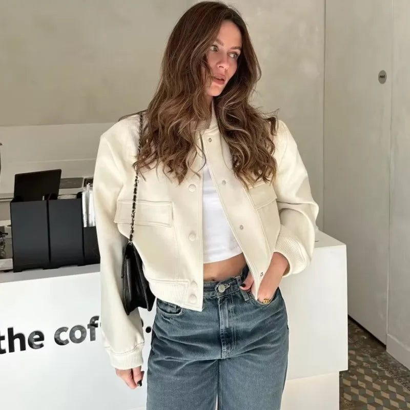 Cropped Bomber Aviator Jacket Women