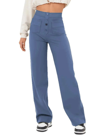Buttoned Straight-Leg Cargo Pants