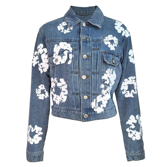 Bloom Fade Floral Denim Street Jacket