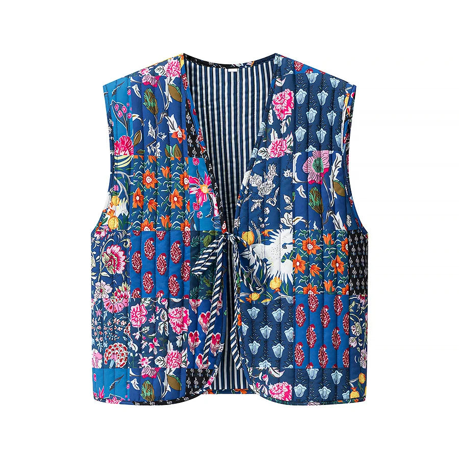 Chic Contrast Lace-Up Crop Vest