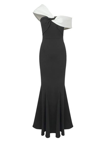 Glam Curve Contrast Slit Dress