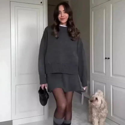 O-Neck Long Sleeve Outfit