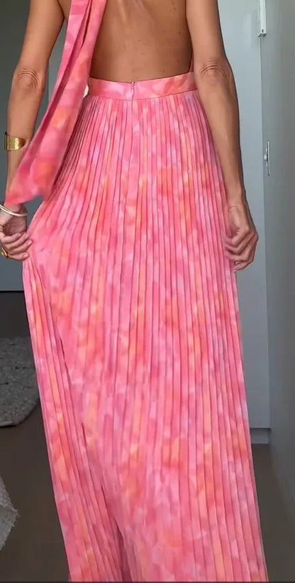 Elegant Deep V Backless Evening Dress