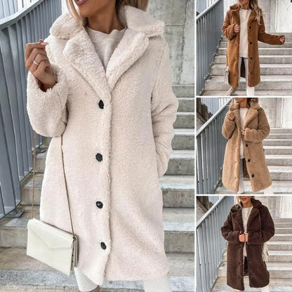Long Plush Windproof Trench Coat