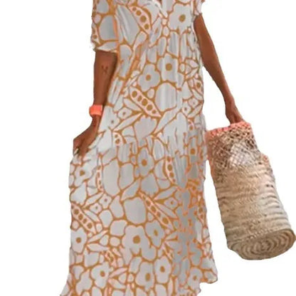 Sunlit Bloom Deep V Maxi Dress