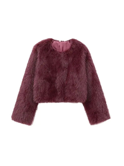 Plush Chic Cropped Faux Fur Jacket