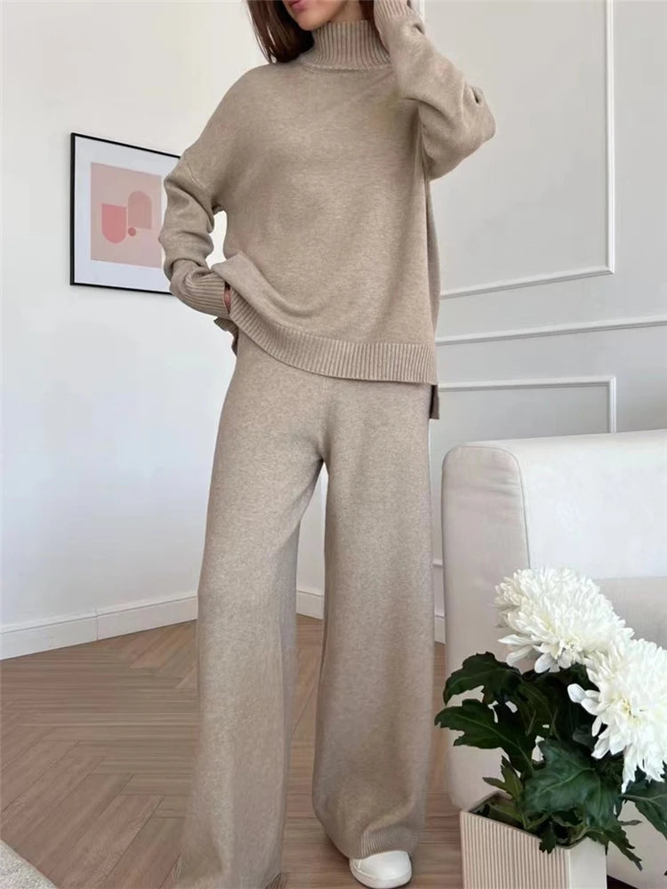 Knitted Turtleneck 2-Piece Tracksuit
