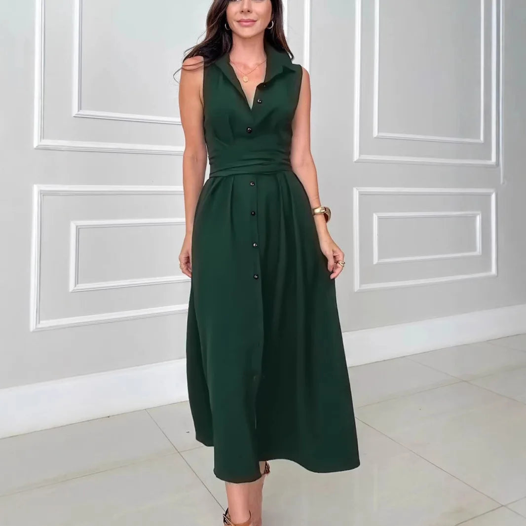 Solid Color Shirt Dress