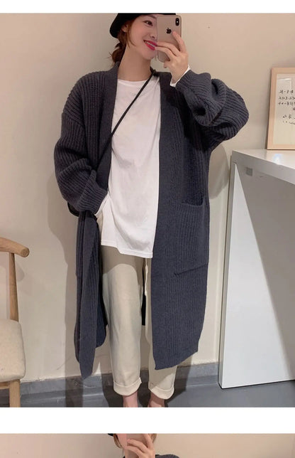 Plush Wave Maxi Knit Pocket Cardigan