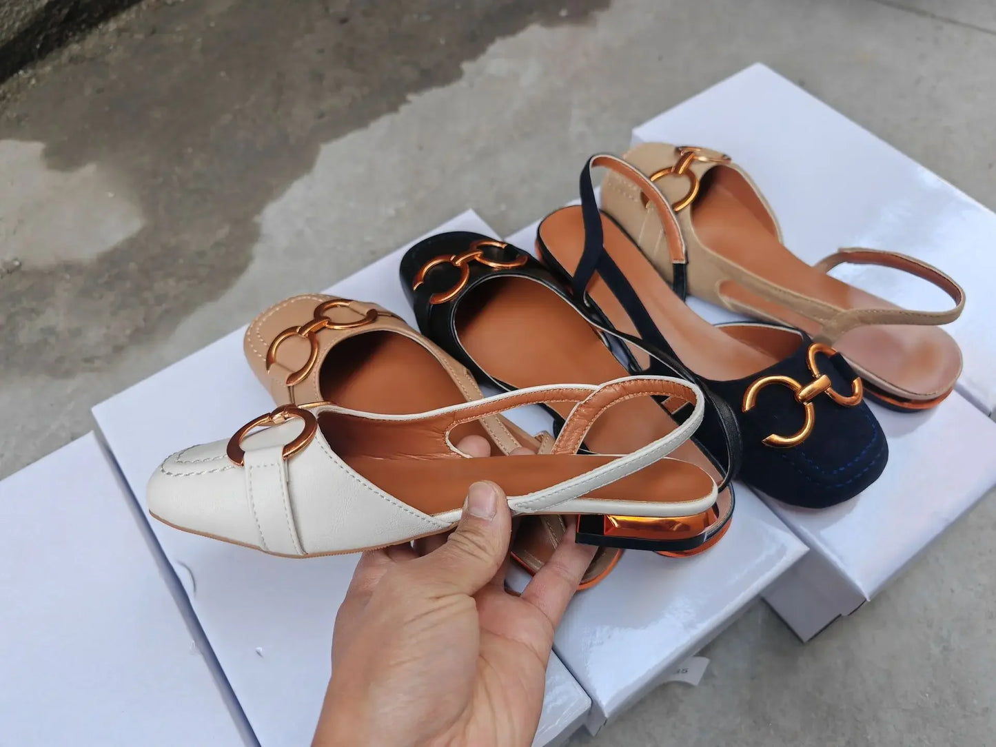 Retro Suede Slingback Office Flats