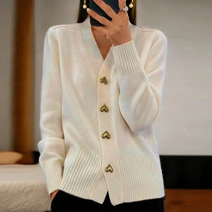 Women’s V-Neck Button Sweater