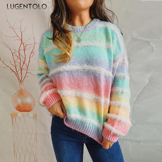 Cozy Gradient Stripe Knit Sweater
