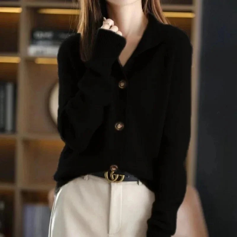 Retro Knit Stand Collar Cardigan
