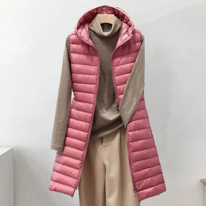 ThermaGlow Hooded Mid-Length Vest Coat