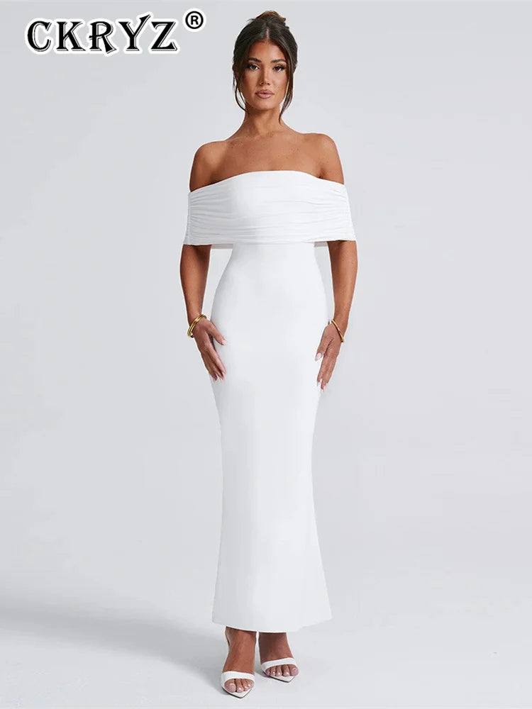 Sexy Strapless Backless Bodycon Maxi