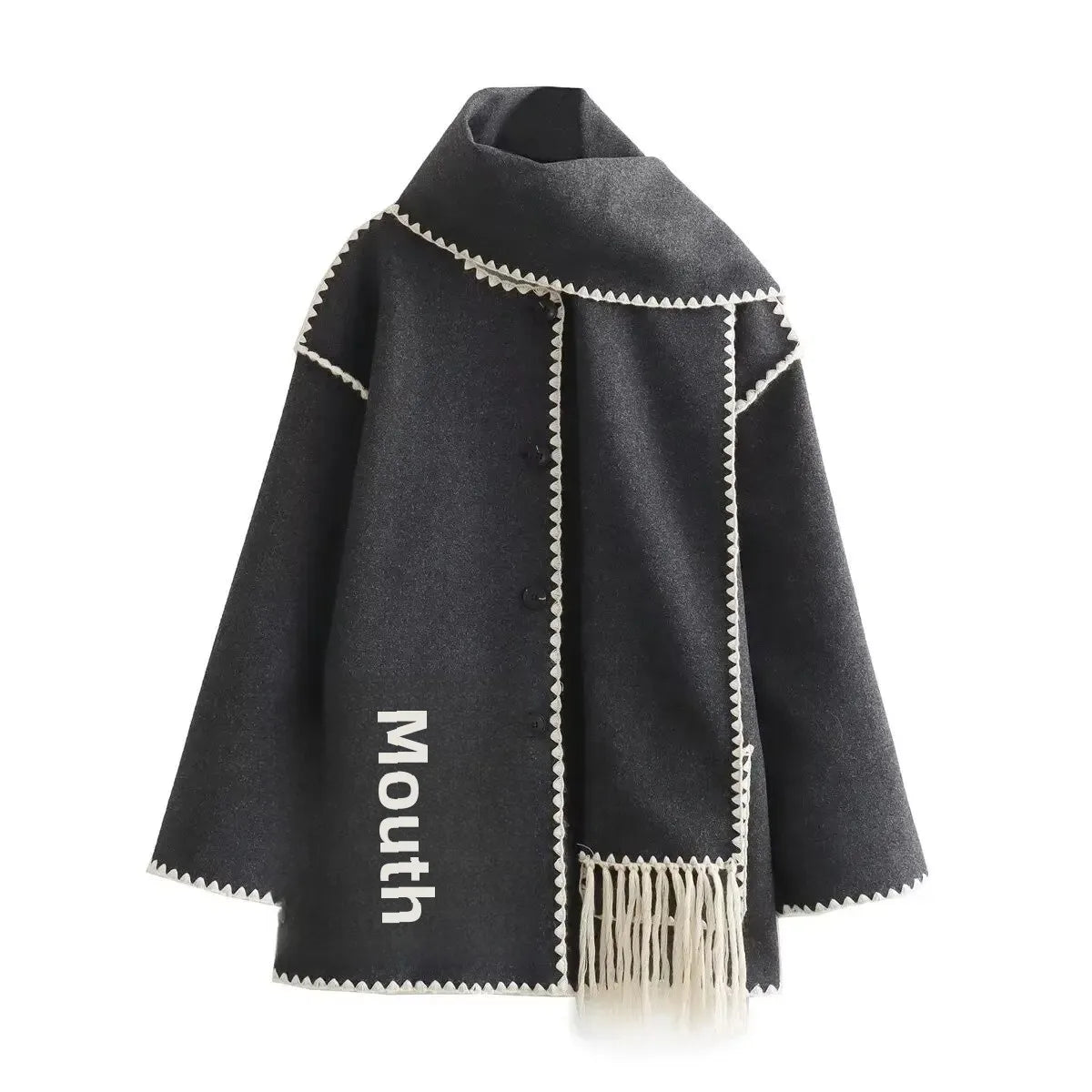 Cozy Weave Scarf Splice Wool Coat