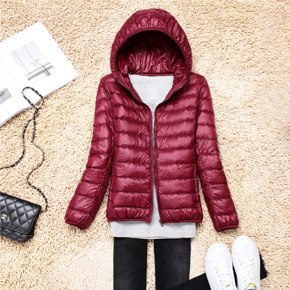 Women's Lightweight Hooded Duck Down Puffer Jacket