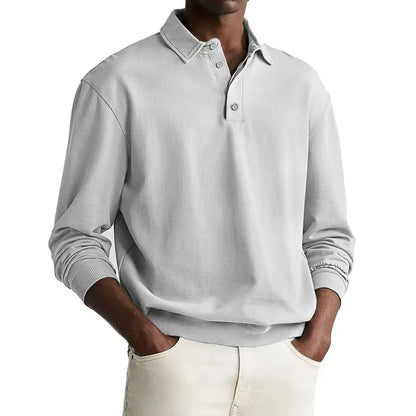 Men’s Long Sleeve Business Casual Cotton Polo