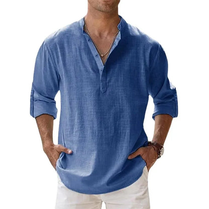 Lightweight Cotton Henley Beach Shirt