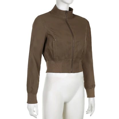 Retro Glow Turtleneck Crop Bomber