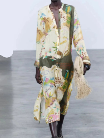 Breezy Bloom Printed Shirt Coat