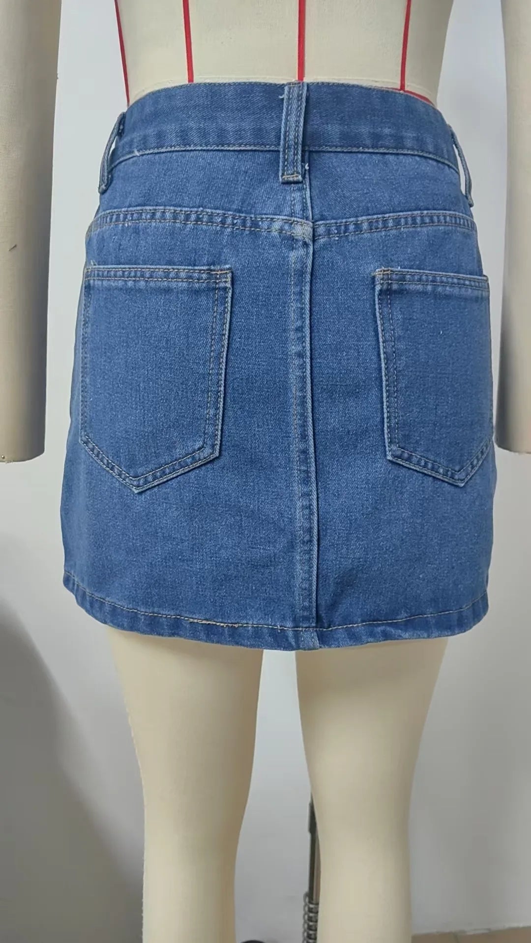 Retro High Waist Denim Mini Skirt