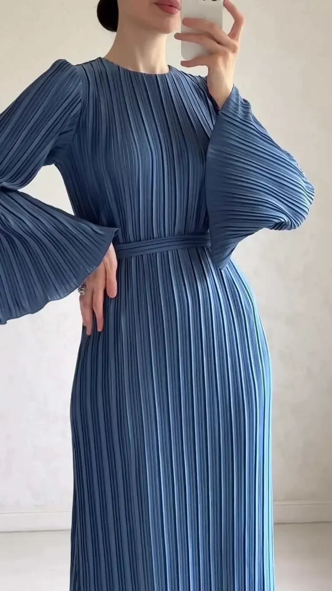 Spring Grace Pleated Belted Dress