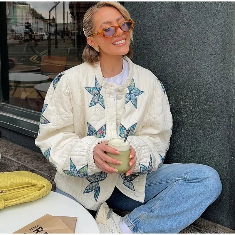 BloomNest Quilted Bomber Jacket