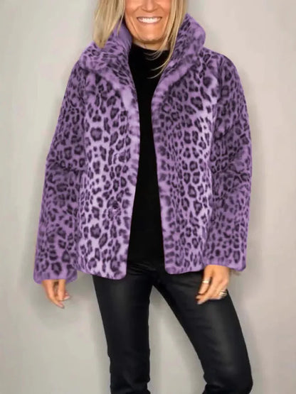 Leopard Print Faux Fur Coat — Bold, Warm & Elegant