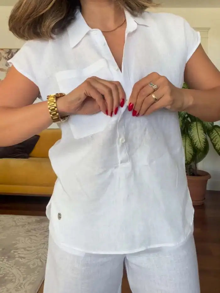 Chic Cotton Linen Two-Piece Set