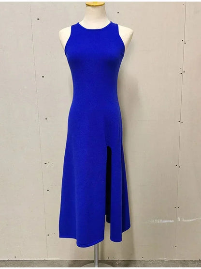 SculptKnit Sleeveless Split Midi Dress