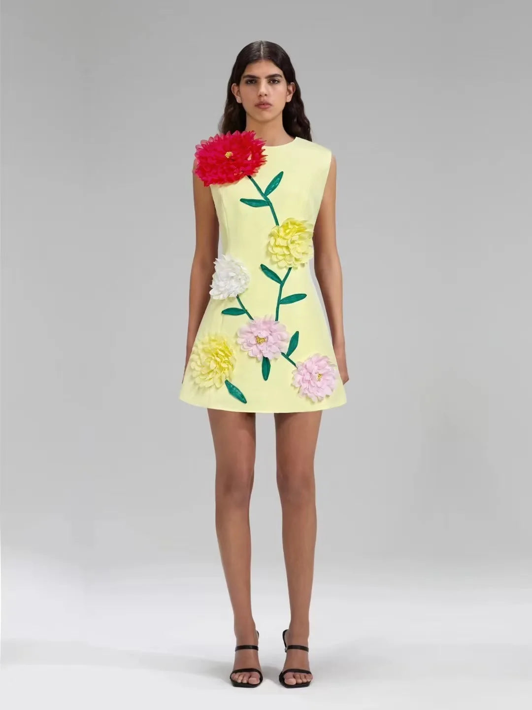 Floral Fusion 3D Print Dress