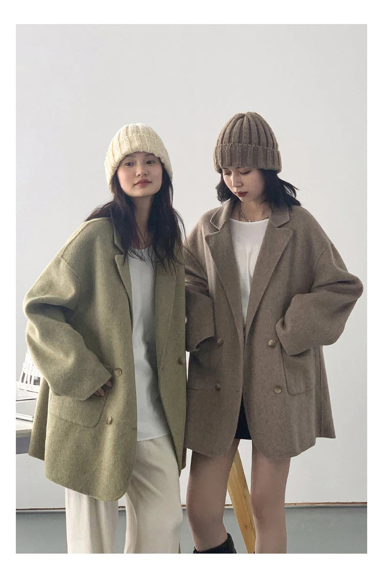 Women’s Luxury Wool-Blend Long Coat