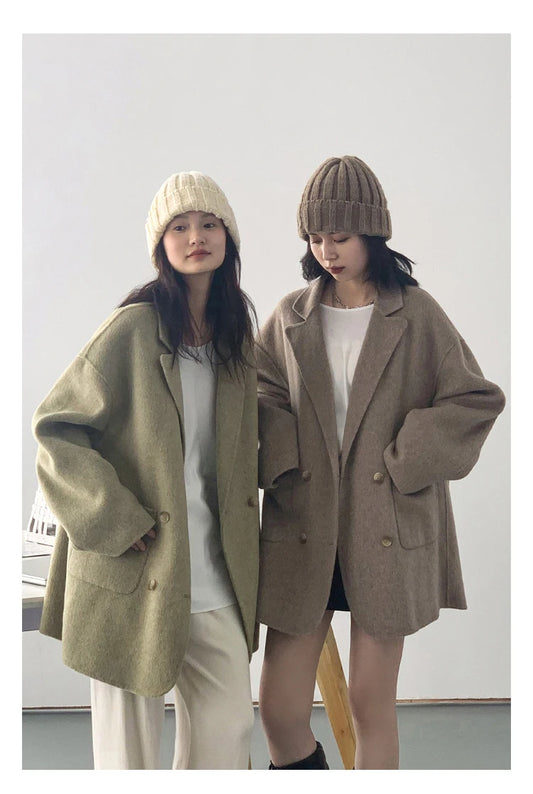 Women’s Luxury Wool-Blend Long Coat