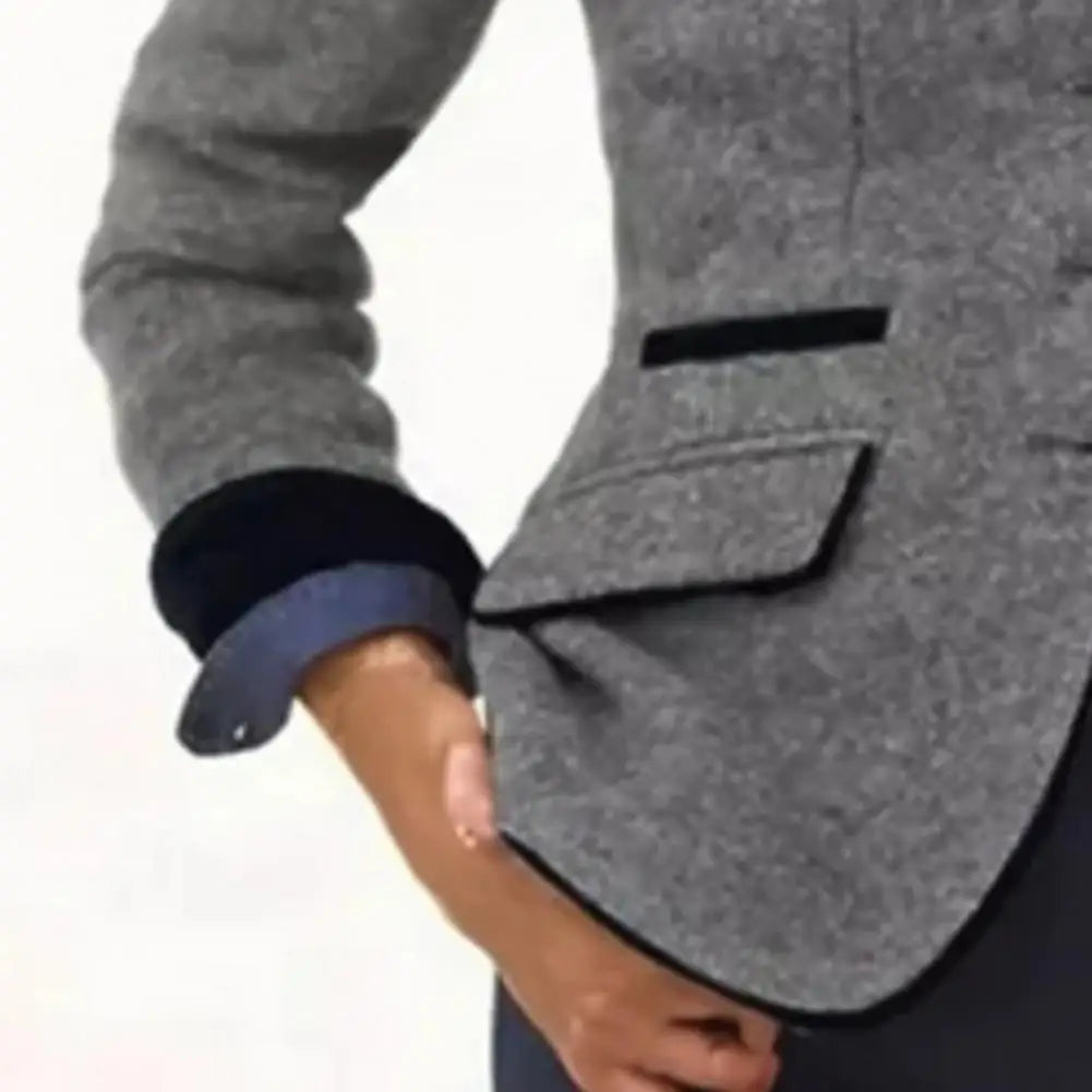 Contrast Color Woolen Cardigan Coat