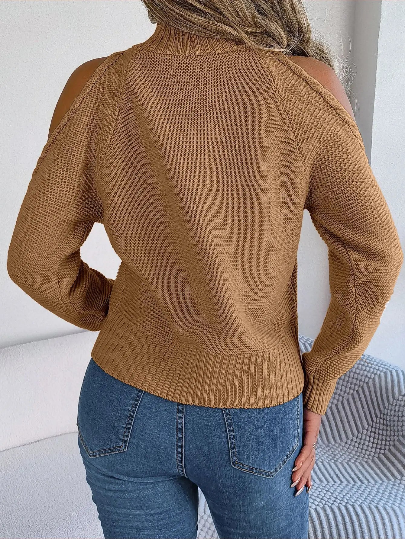 Chill Grace Turtleneck Cold Shoulder Sweater