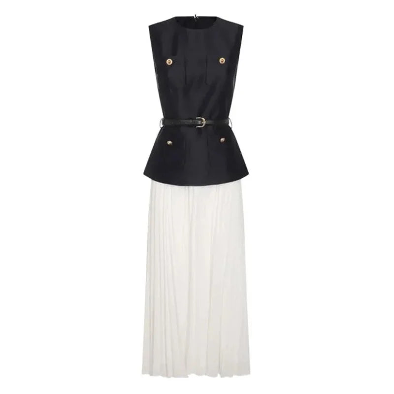 Chic Contrast Peplum Skirt Set