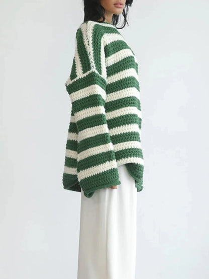 Stripe Haven Loose Knit Sweater