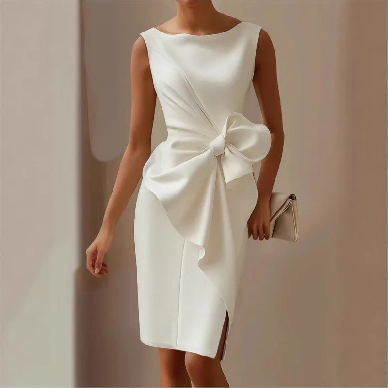 Elegant Hollow Waist Midi Dress