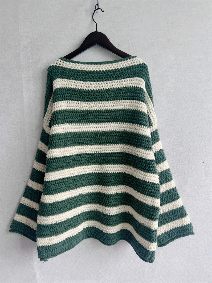 Stripe Haven Loose Knit Sweater