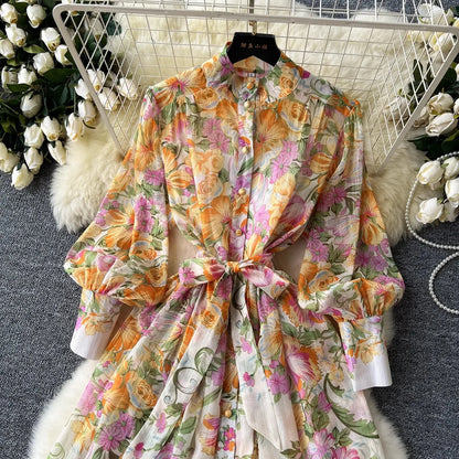 Silk Chiffon Floral A-Line Dress