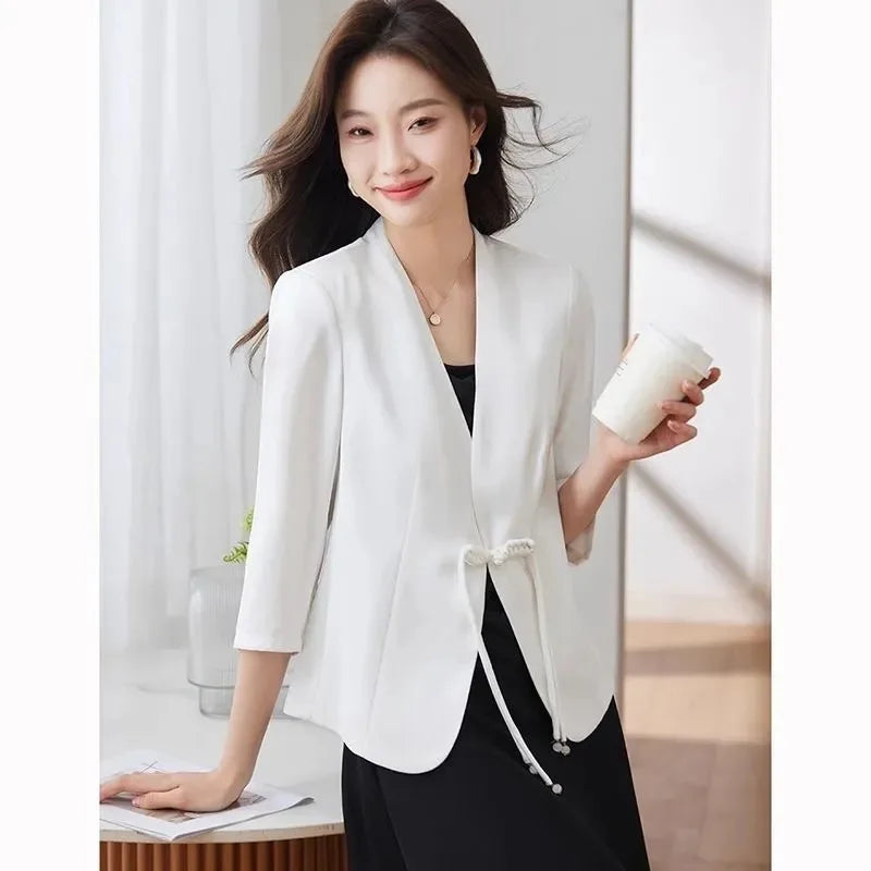 Slim Fit Short Sleeve Blazer Top